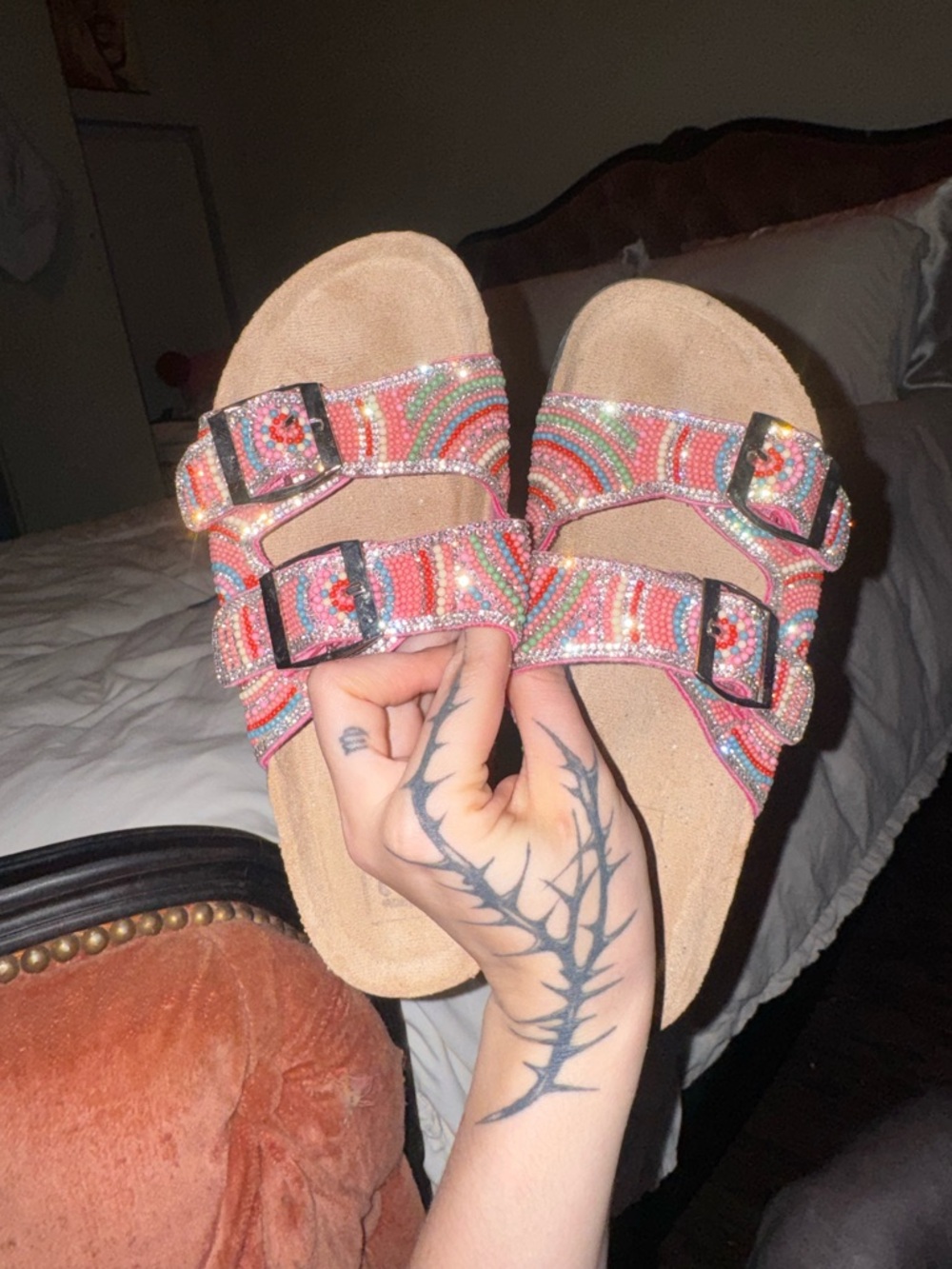 pop Multi-Color Beaded Double-Buckle Women's Sandals